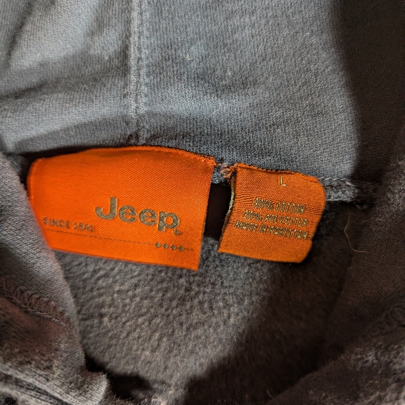 Jeep Hooded Zip-up Sweatshirt Men's L Blue - Picture 3 of 6